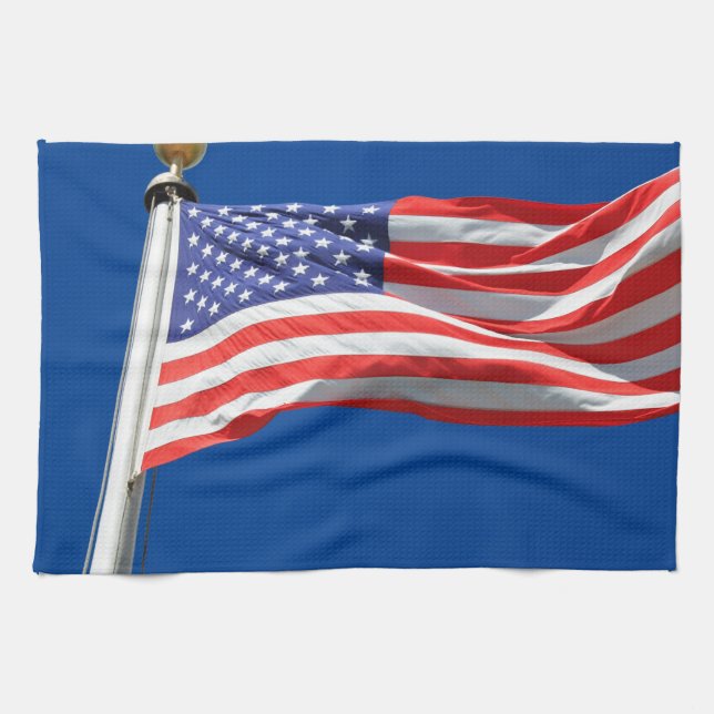God Bless America, American Flag, Patriot Support Kitchen Towel (Horizontal)