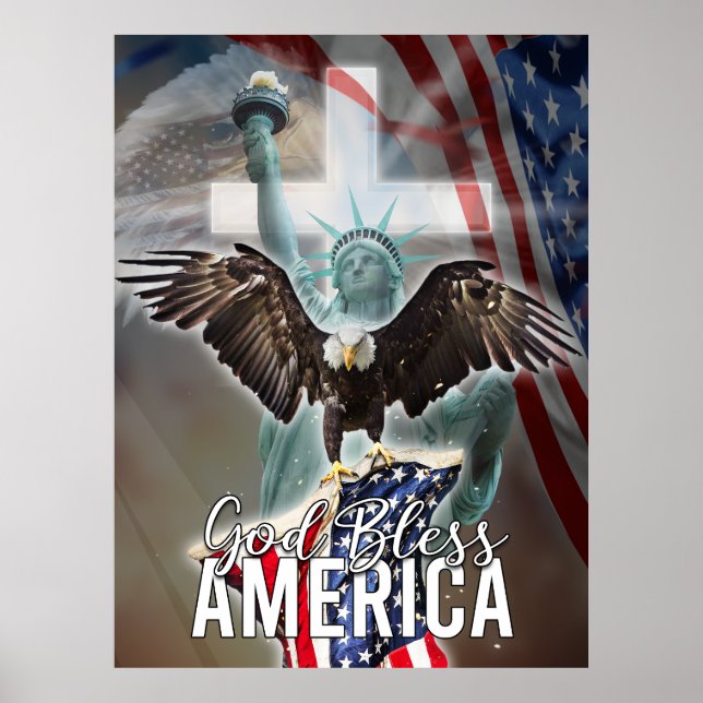 God bless America - American flag Poster (Front)
