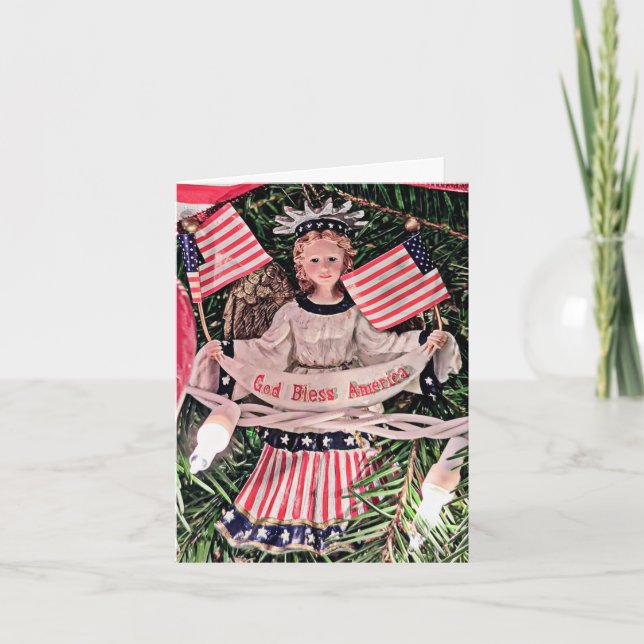 God Bless America Angel Christmas Card (Front)