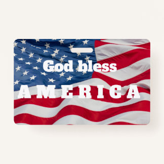 God bless America Badge w/clip Waving Flag