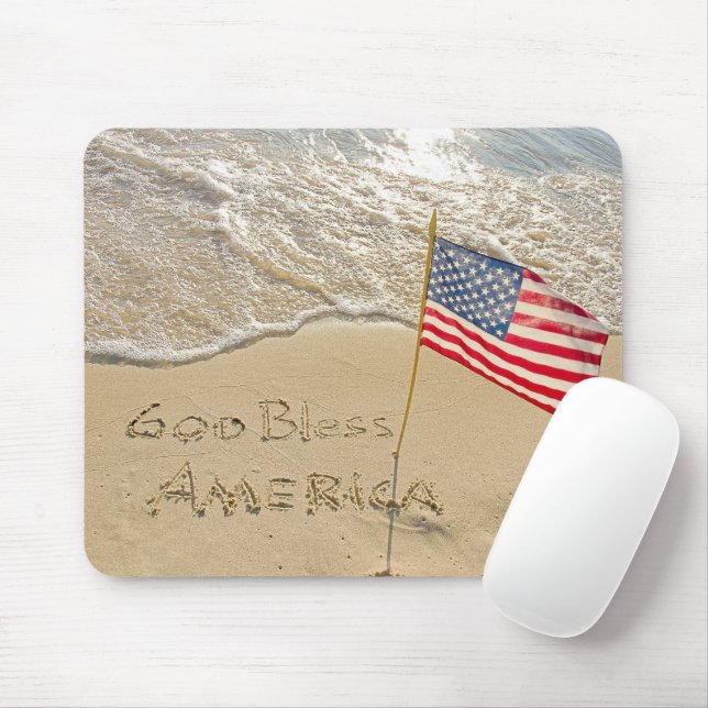 God Bless America Beach Mouse Pad (With Mouse)