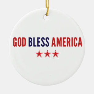 God Bless America Ceramic Ornament