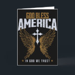 God Bless America Christian Cross &amp; Angel Wing Card<br><div class="desc">God Bless America Christian Cross & Angel Wings Distressed</div>