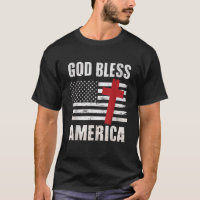 God Bless America Christian Cross Patriot USA Flag