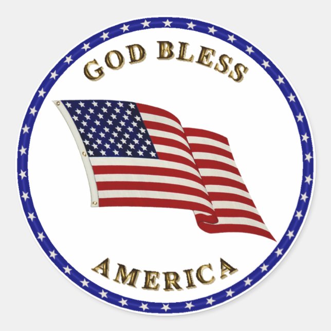 God Bless America Classic Round Sticker (Front)