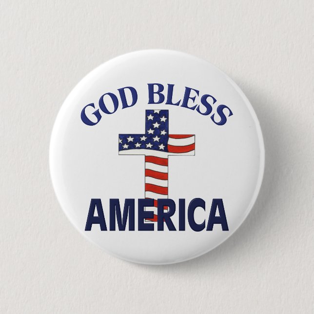 God Bless America Cross 2 Inch Round Button (Front)