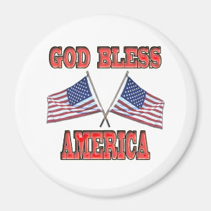 God Bless America Crossed Flags Magnet