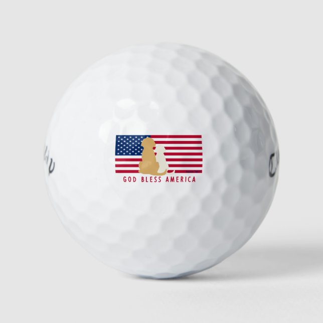 God Bless America Dog Golf Balls Set (Front)