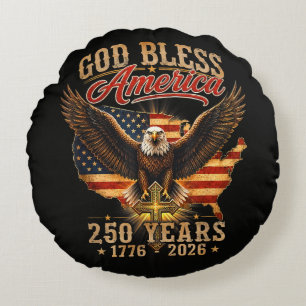 God Bless America Eagle 250 Years 1776 2026 Round Pillow