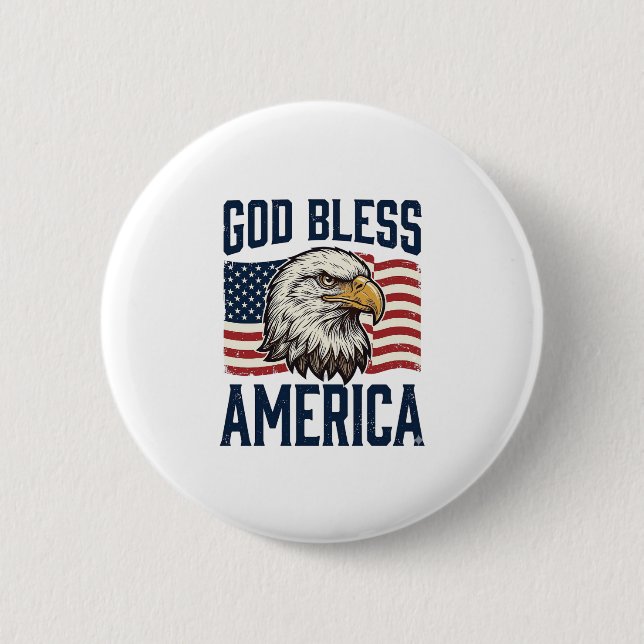 God Bless America Eagle Patriotic Vector Design_1 2 Inch Round Button (Front)