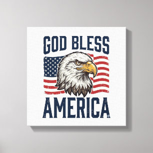 God Bless America Eagle Patriotic Vector Design_1 Canvas Print