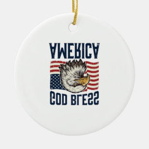 God Bless America Eagle Patriotic Vector Design_1 Ceramic Ornament