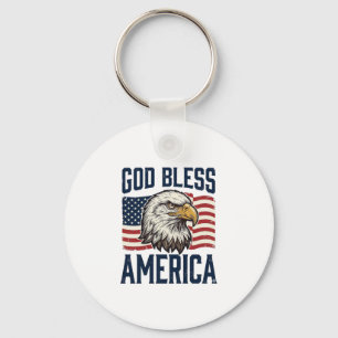 God Bless America Eagle Patriotic Vector Design_1 Keychain