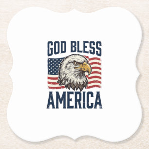 God Bless America Eagle Patriotic Vector Design_1 Paper Coaster