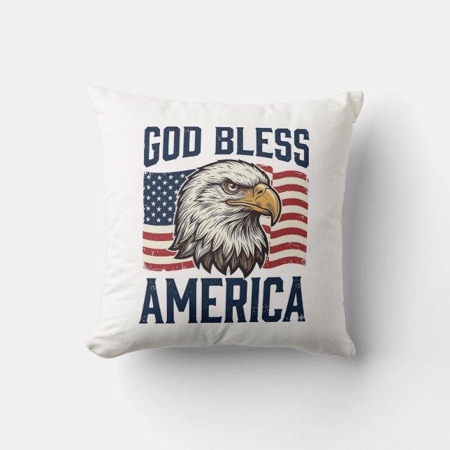 God Bless America Eagle Patriotic Vector Design_1 Throw Pillow (Front)