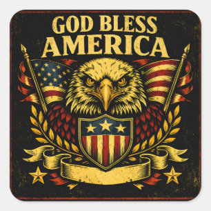 God Bless America – Faith Patriot Pride Square Sticker