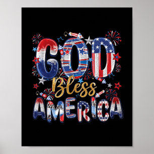 God Bless America Fireworks Patriotic Christian 4t Poster