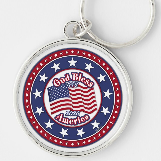 God Bless America Flag 1776-2026 Keychain (Front)