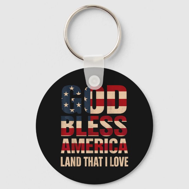 God Bless America Flag Art Keychain (Front)