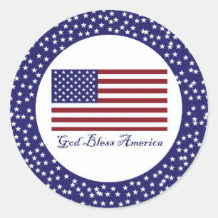 God Bless America Flag Classic Round Sticker