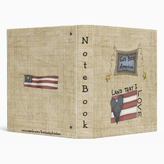 God Bless America Flag Stars Notebook Binder