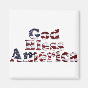 God Bless America Flag Text Design Magnet