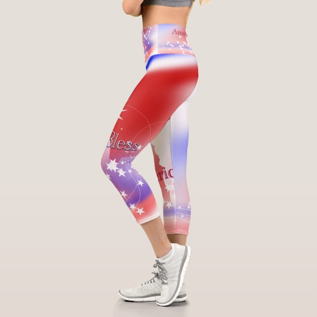 God Bless America Freedom Capri Leggings (Left)