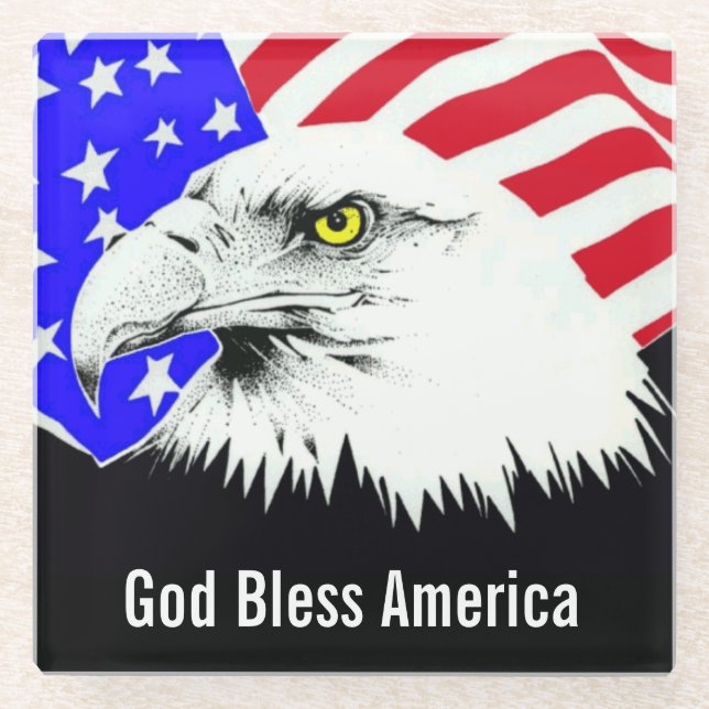 God Bless America Glass Coaster (Front)