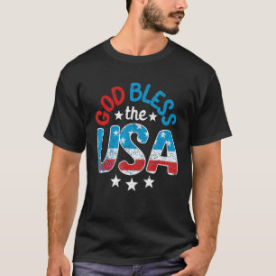 God Bless America Groovy USA Flag Patriotic 4th Of T-Shirt