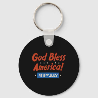 God Bless America Happy 4th Of July Patriotic Usa  Keychain