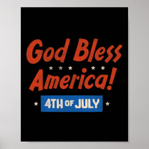 God Bless America Happy 4th Of July Patriotic Usa Poster