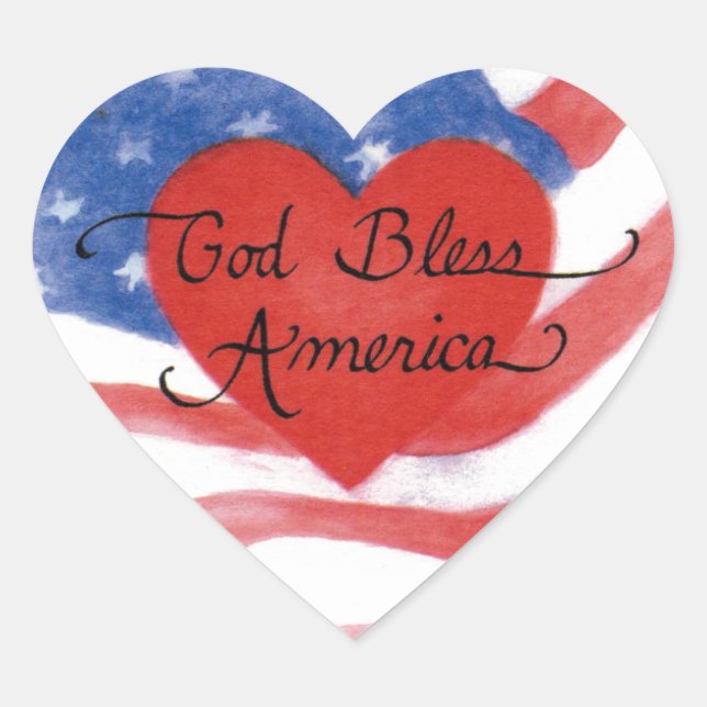 God Bless America Heart Stickers (Front)