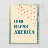 God bless america, junk retro greeting card