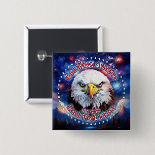 God Bless America Land That Brown Eagle Firework M 2 Inch Square Button