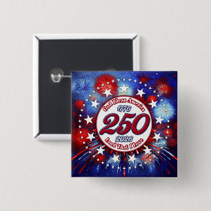 God Bless America Land That I Love Graphic Fire Wh 2 Inch Square Button