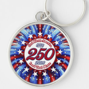 God Bless America Land That I Love Graphic White Keychain