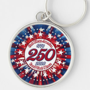 God Bless America Land That I Love Red White BlueW Keychain