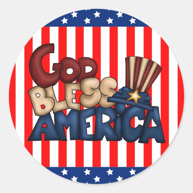God Bless America mot art sticker (Devant)