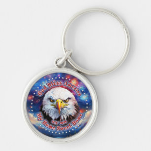 God Bless America My Home Brown Eagle Fireworks M Keychain
