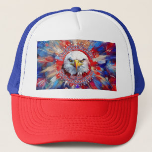 God Bless America My Home Sweet Home Red Eagle Fir Trucker Hat