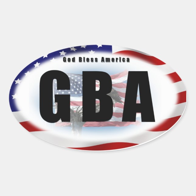 God Bless America Oval Sticker (Front)