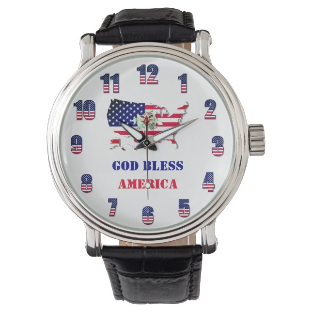 God Bless America Patriot USA Bald Eagle Red Blue Watch (Front)
