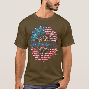 God Bless America Patriotic 4th Of July Sunflower T-Shirt