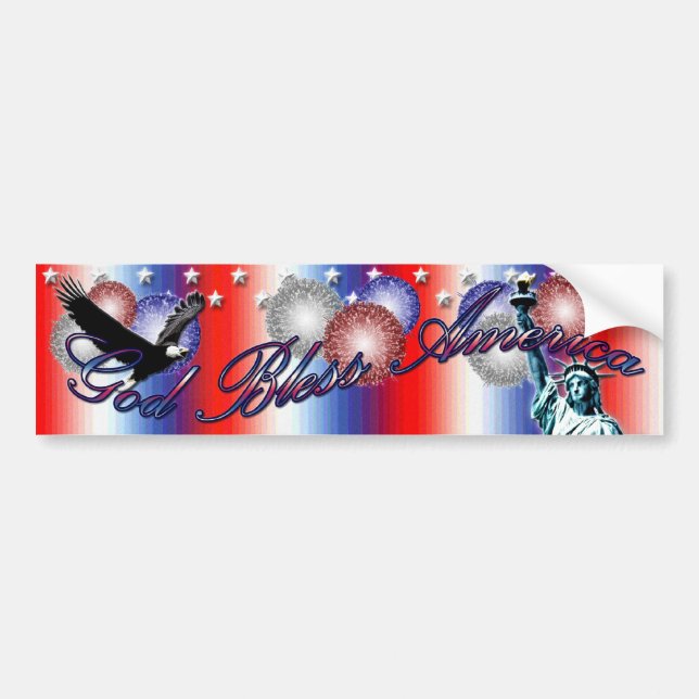 God Bless America Patriotic America Bumper Sticker (Front)
