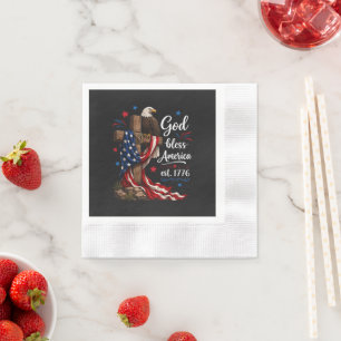 God Bless America Patriotic Cross Napkin