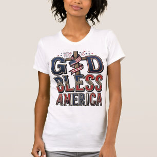 God Bless America Patriotic Cross Vintage Shirt_1 T-Shirt