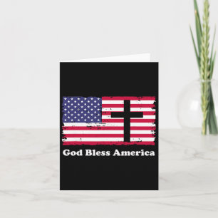 God Bless America Patriotic Flag With Cross  Card