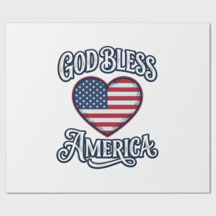 God Bless America Patriotic Heart Shirt Design_1 Wrapping Paper