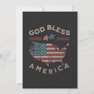 God Bless America Patriotic Invitation - Vintage 