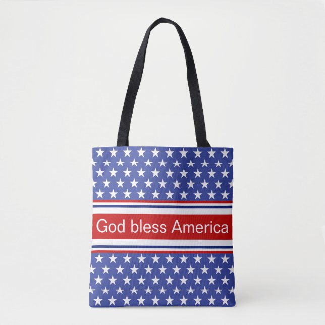God Bless America Patriotic Pattern Tote Bag (Front)